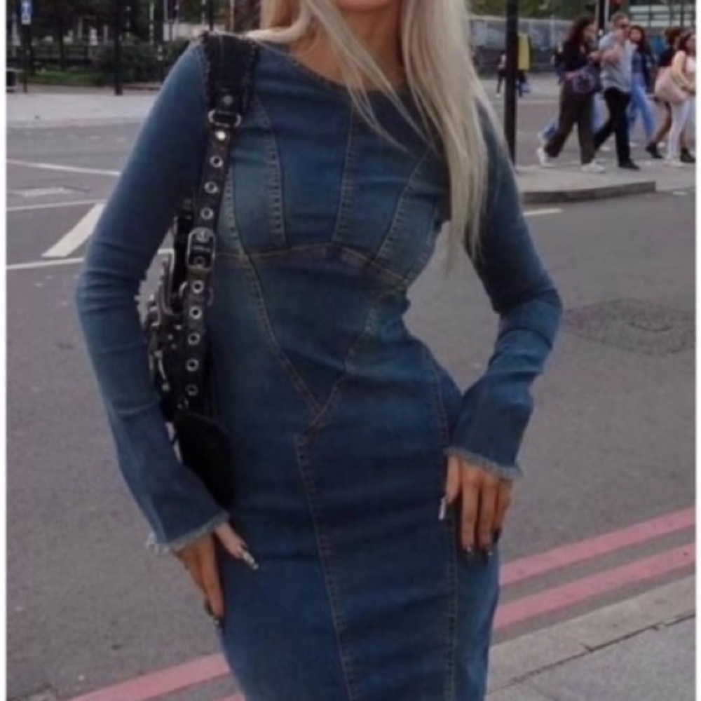 NWOT Zara Denim Blue maxi Dress